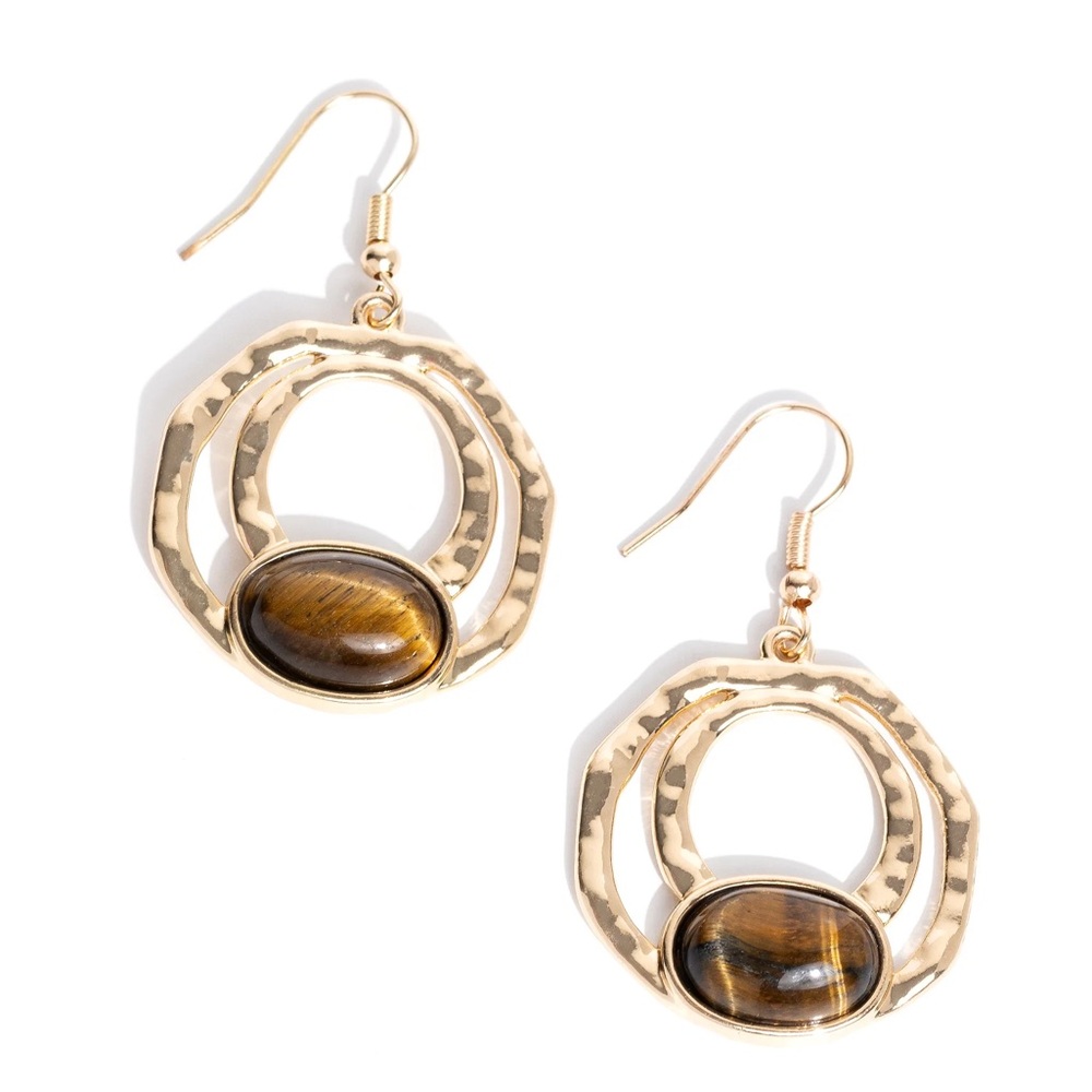 Elegant Gold and Tiger’s Eye Earrings